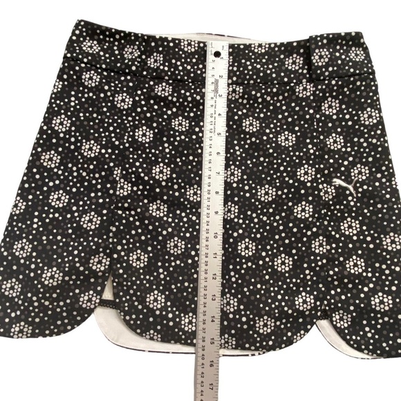 Puma golf black sports mini skirt shorts/skort white brown dots pocket size XS - Picture 10 of 13